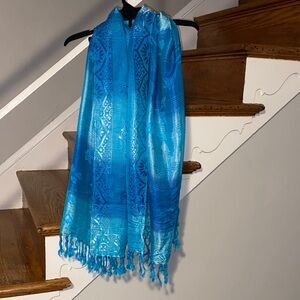 Blue Butterfly & Floral Patterned Scarf